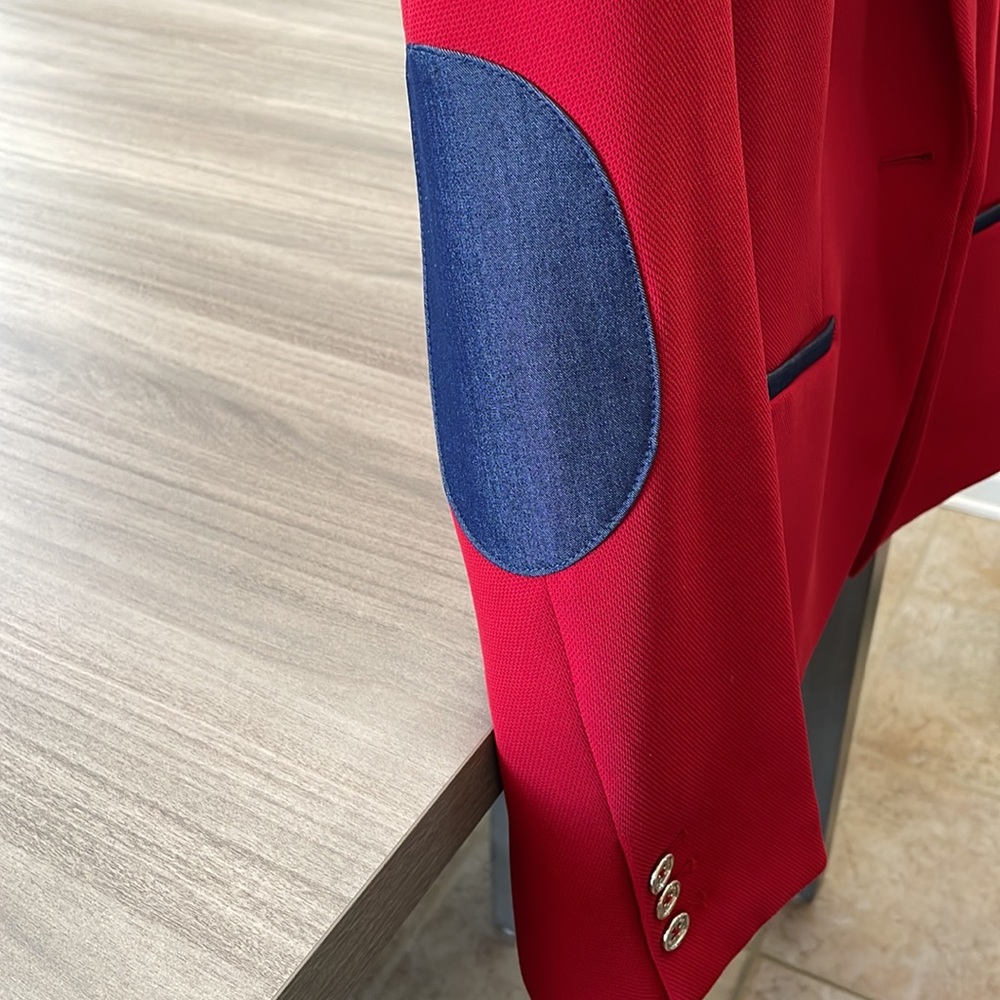 Tommy Hilfiger Red Blazer with Blue Trim - Picture 3 of 7